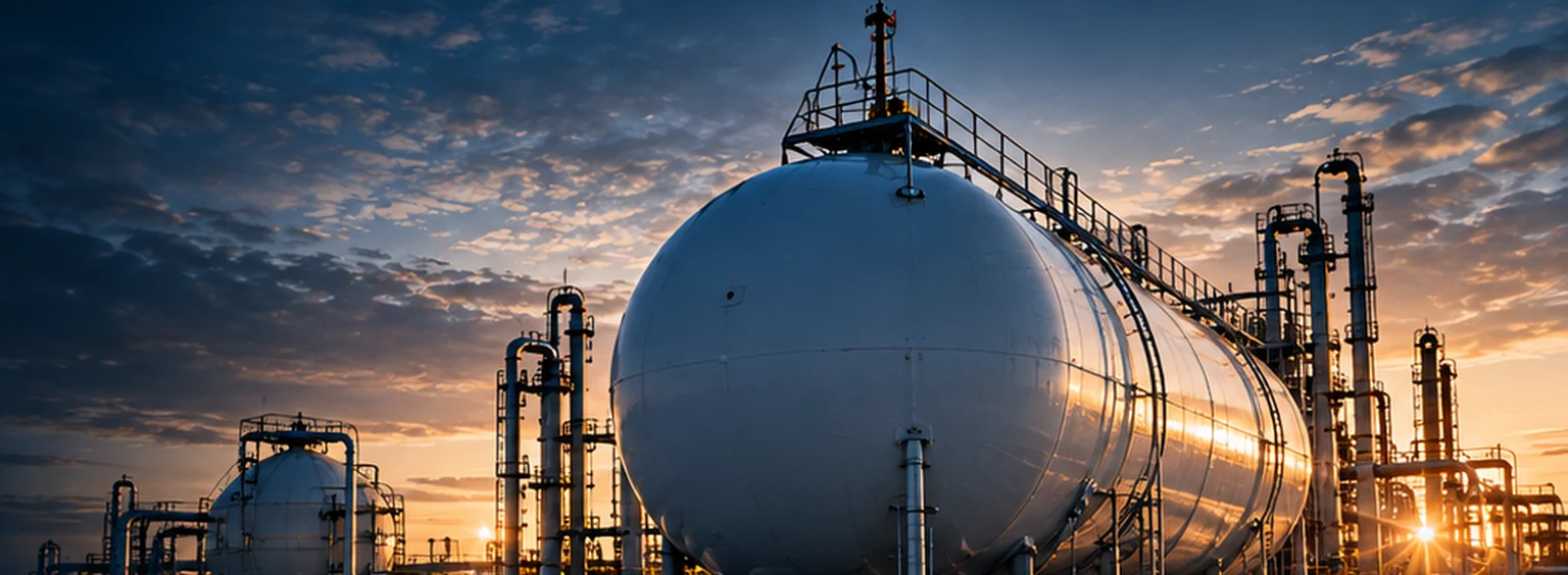 Imagen ilustrativa de infraestructura industrial al atardecer